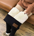 New Arrival Winter Thick Plush Fluffy Fuzzy Warm Women's Leggings Solid Skin Friendly Casual Yoga Pants with Logo on Waist