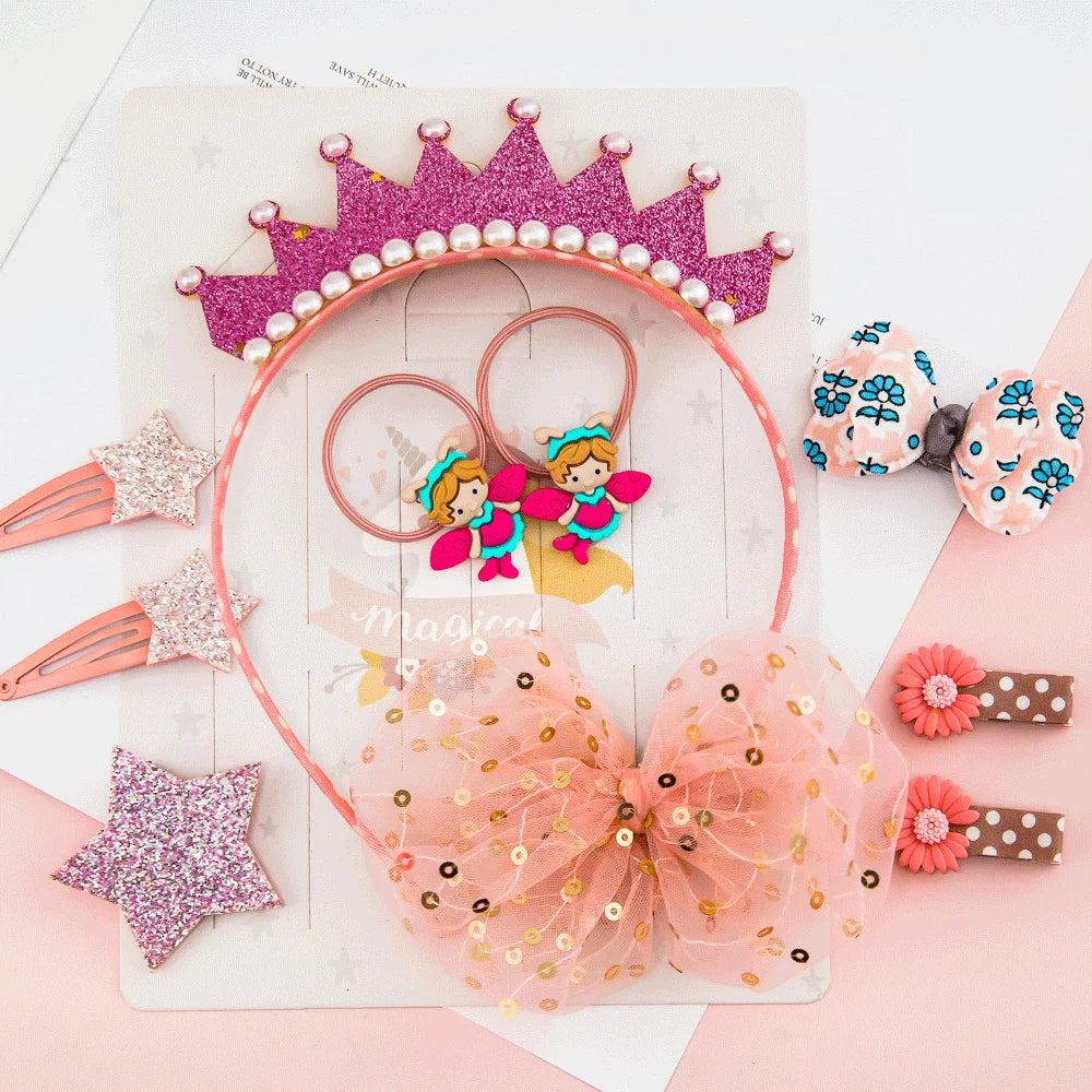 2022 Wholesale  Cute Princess Hair Accessories Crown Birthday Gift Christmas Gift Hairband Set