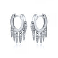 Wholesale 925 Sterling Silver Gold Geometric Tassel Zircon Hoop Earrings for Women Jewelry MegaBDM