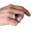 Turkish 925 Sterling Silver Men's Ottoman Style Natural Agate Stone Fine Ring Azuris VALKH1235