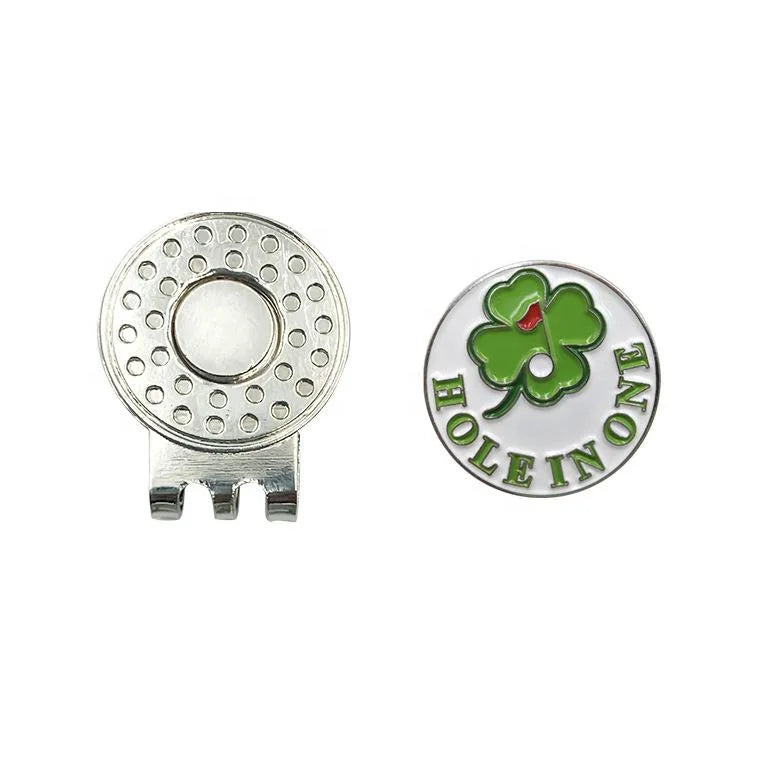 Wholesale Cheap Hole in One Golf Ball Marker Iron Golf Hat Clip with Metal Ball Markers Accessories