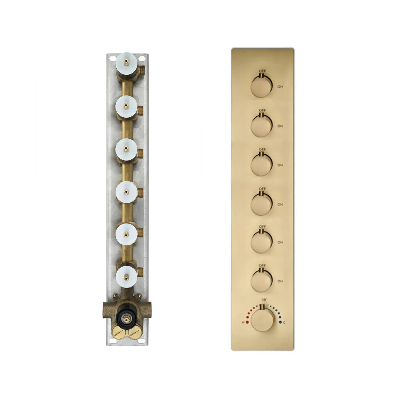 Solid Brass Single Handle Shower Diverter with Rain & Jet Functions Thermostatic Valve Pressure Balanced Mixer with Trim
