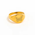High End 18K Plain Gold Butterfly Lines Rings Stainless Steel Trendy Simple Gold Plated Jewelry MegaBDM