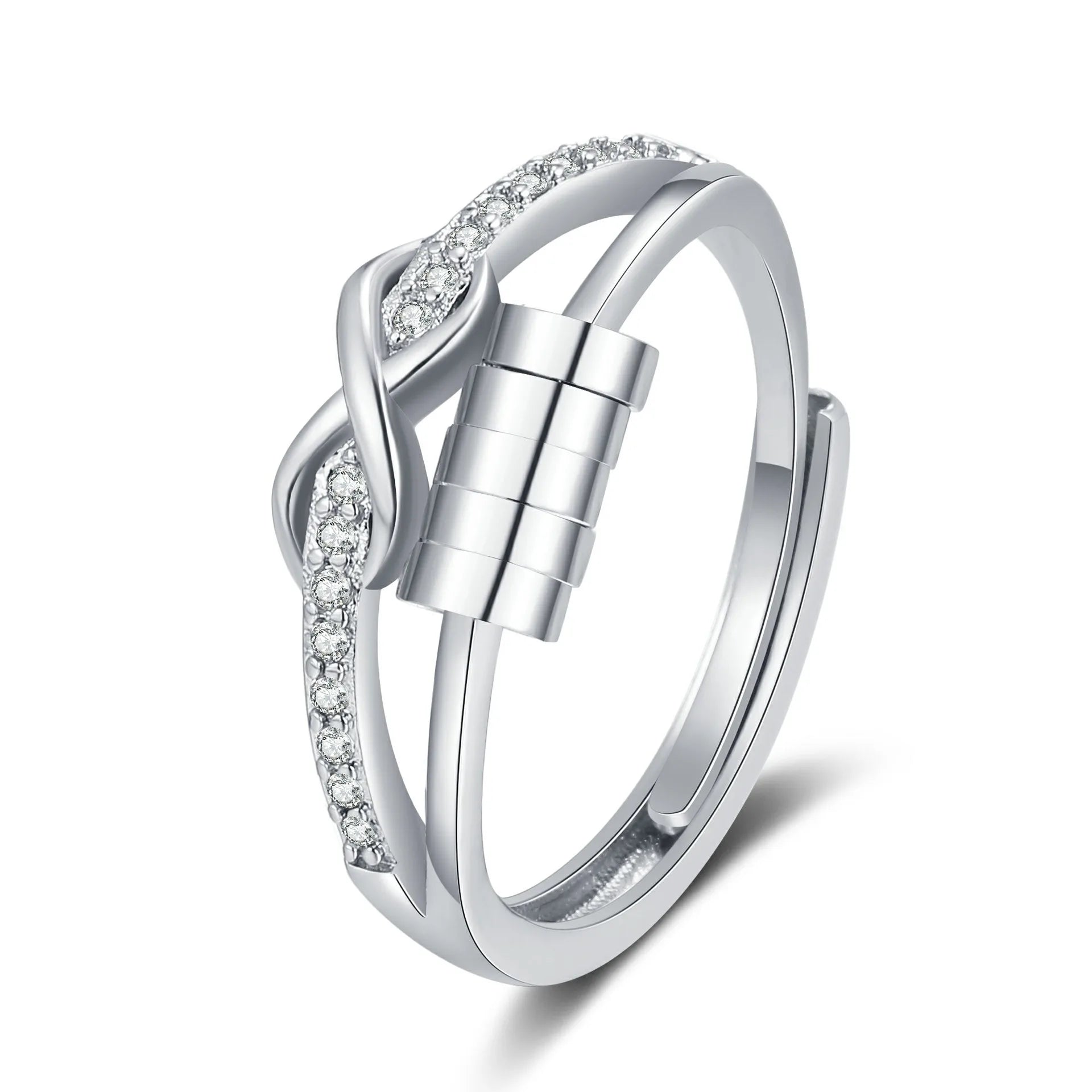 Rotate Freely Beaded Fidget Anxiety Ring for Women Infinite Love Open Adjustable Anti-stress Spinner Rings Friend Jewelry Gift