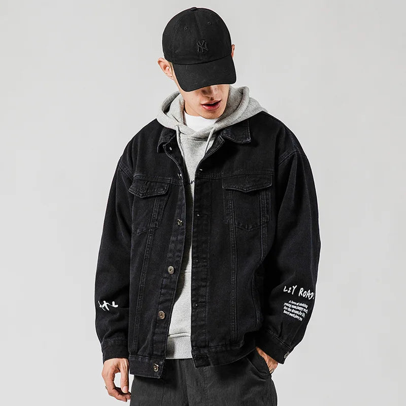 Men's Jacket Ripped Washed Old Denim-jacket Jean-jacket Fashion Mam-clothing Fashion Denim-coat for Men