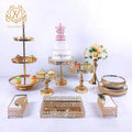 New Light Luxury Wedding Party Supplies Gold Silver Cake Stand Metal Crystal Dessert Tables for Wedding Celebration Decorations