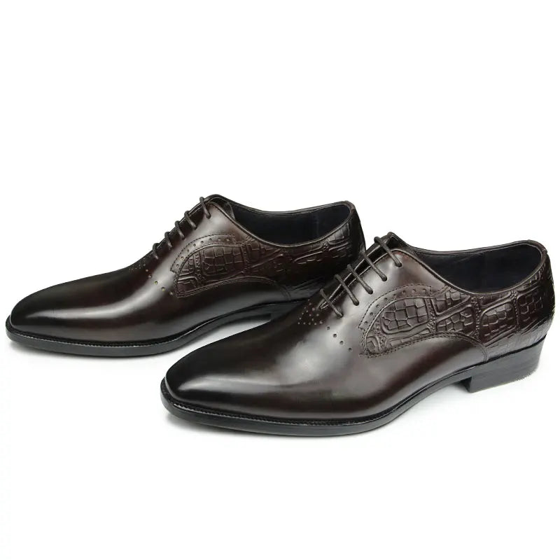 High-End Men's Casual Dress Shoes Black Genuine Leather with Pointed Toe Customizable for Elegant Autumn Occasions