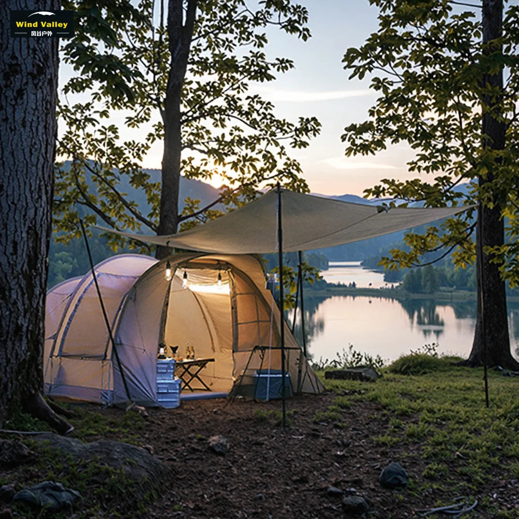 Wind Valley Best Selling 300D Oxford Family Tunnel Tent Four-Season Inflatable Double Layer Portable One Bedroom One Living Room