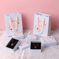 Light Blue Paper Cardboard Gift Packaging Floral Printed Jewelry Box for Necklaces Bracelets Earrings UV Coating Embossing