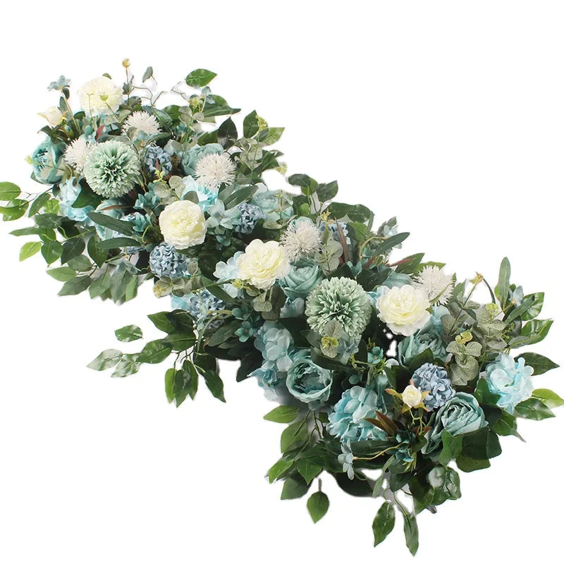 Real Touch Silk Artificial Flower Row Wedding Ceremony Road Guide Home Decoration Handmade Foam Flowers Multi Color Runner