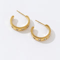 Stainless Steel Tarnish Resistant Clear Stone Cubic Zirconia Star Gold Plated Jewelry Diamond Hoop Earrings for Women
