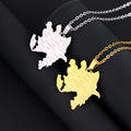 Stainless Steel Enamel Azerbaijan Map Chain Necklaces 18K Gold Plated Azerbaijanis Country City National Flag Pendant Necklace