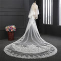 Real Photos 2 Layers Lace 3.5 Meters Cathedral Woodland Wedding Veils With Comb 3.5M Long White Ivory Bridal Veils