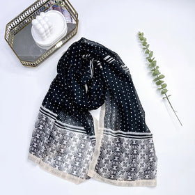 Hot Selling New Cotton and Linen Shawl With Polka Dot Printing Handmade Edging Medium Length Long Scarf Wholesale