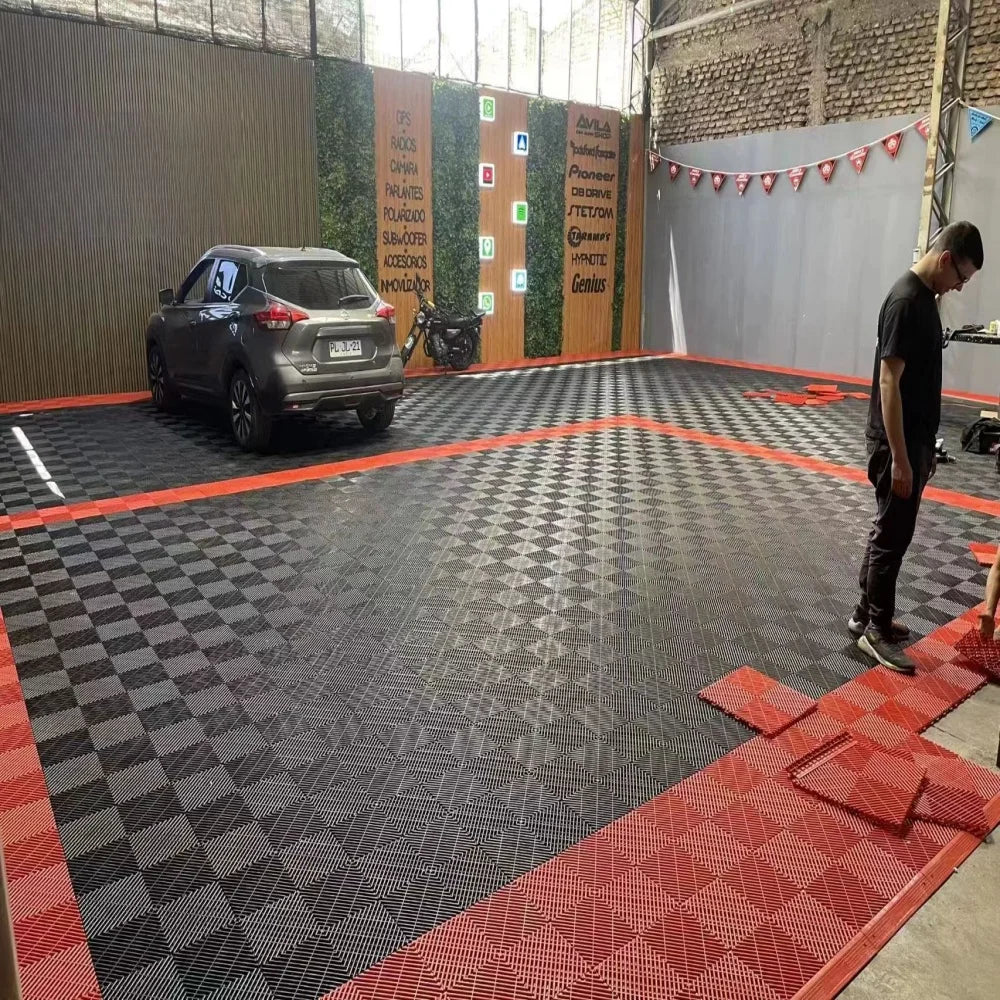 40*40Cm Garage Floor Tiles Non Slip Plastic Flooring for Car Detailing Shop Car Washroom Workshop Durable Floor Vinyl Tiles