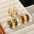 Shescity Light Luxury Oil Dripping Designer Brass Lovely Hoop Earrings Jewelry Gold Plated Huggie Earrings for Women