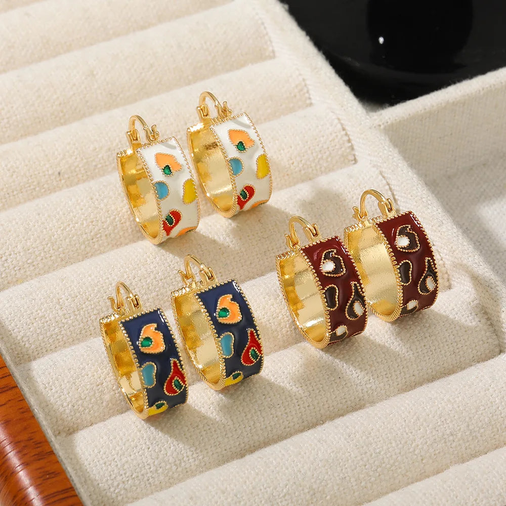 Shescity Light Luxury Oil Dripping Designer Brass Lovely Hoop Earrings Jewelry Gold Plated Huggie Earrings for Women
