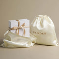 PandaSew Custom Logo Beige Satin Drawstring Bag Gift Packaging Bags Perfume Clothing Shoes Dust Bag Jewelry Pouch