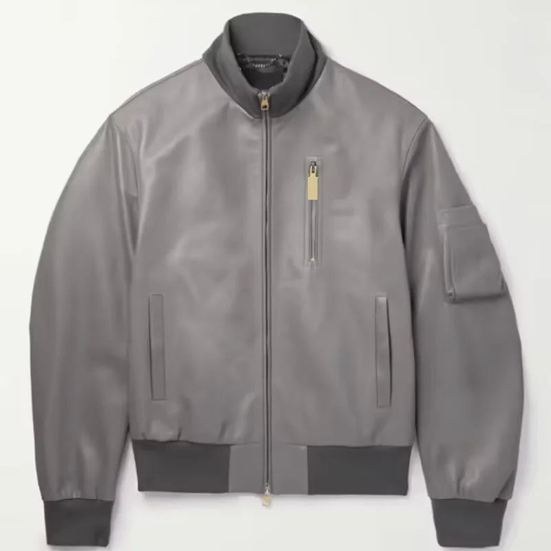 Men's Faux Leather Bomber Jacket | Water Resistant Windproof Spring Coat | Premium Stylish Easy Clean Outerwear