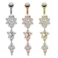 Set 10 316L Stainless Steel Flower Dangle Belly Rings Zircon Women's Navel Ring Body Piercing Jewelry for Weddings Gift