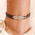 Fashion Punk Jewelry Leaf Charm Leather Men's Anklet