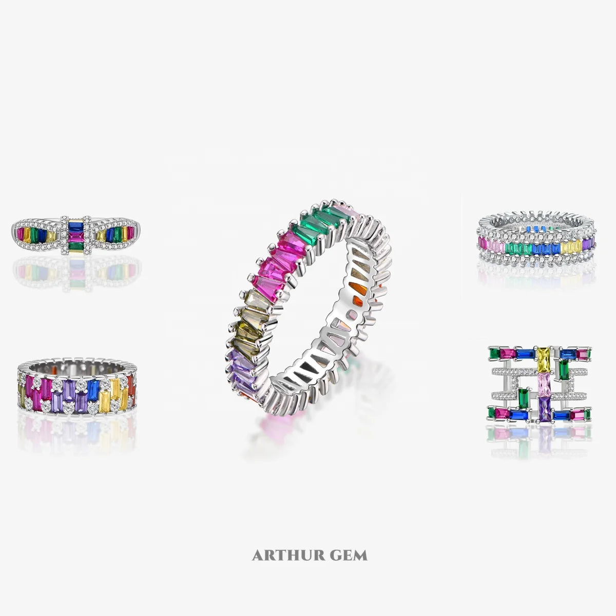 Fine Jewelry 18K Gold Plated Ring Anti Tarnish Latest Weeding Series Hot Sale Colorful 5A Zircon S925 Silver Rings for Marriage