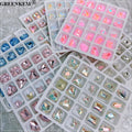 25Pcs Box Nail Sharp Bottom Crystal Stone Diamond White Pink Twisted Fat Square Large Nail Crystal Set Nail Rhinestone