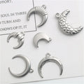 Stainless Steel Various Sizes Moon Horn Pendant Bracelet Necklace DIY Taige Jewelry Accessories