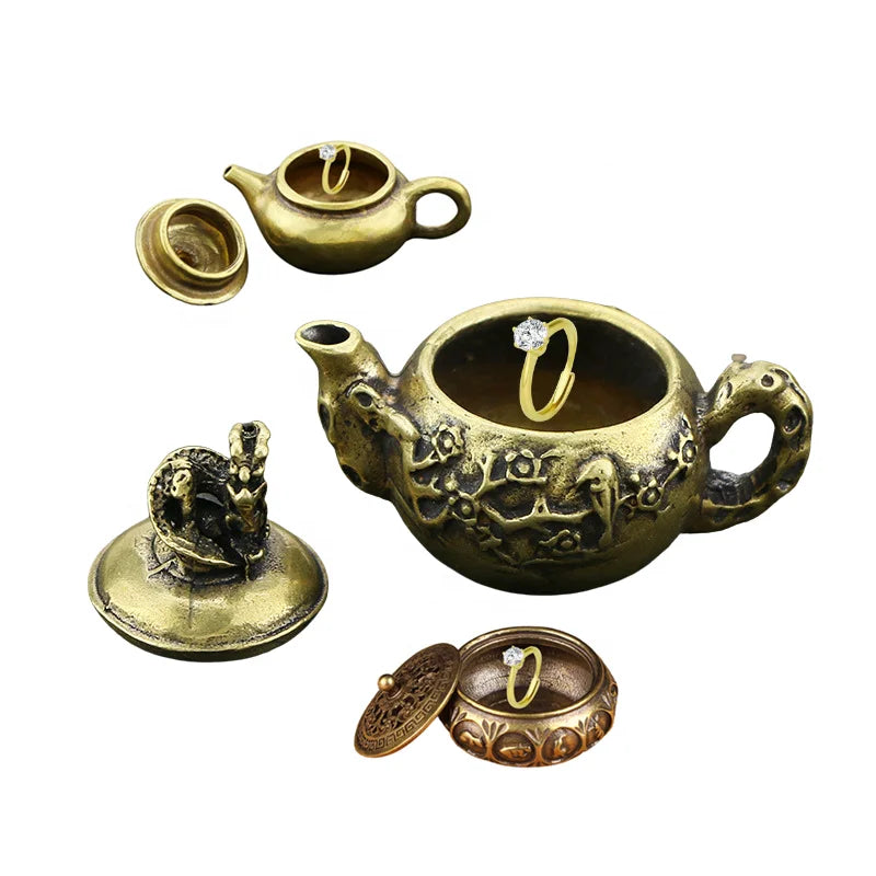 CA 644 Retro Crafts Jewelry Box Mini Copper Kettle Decoration Teapot Collection Play