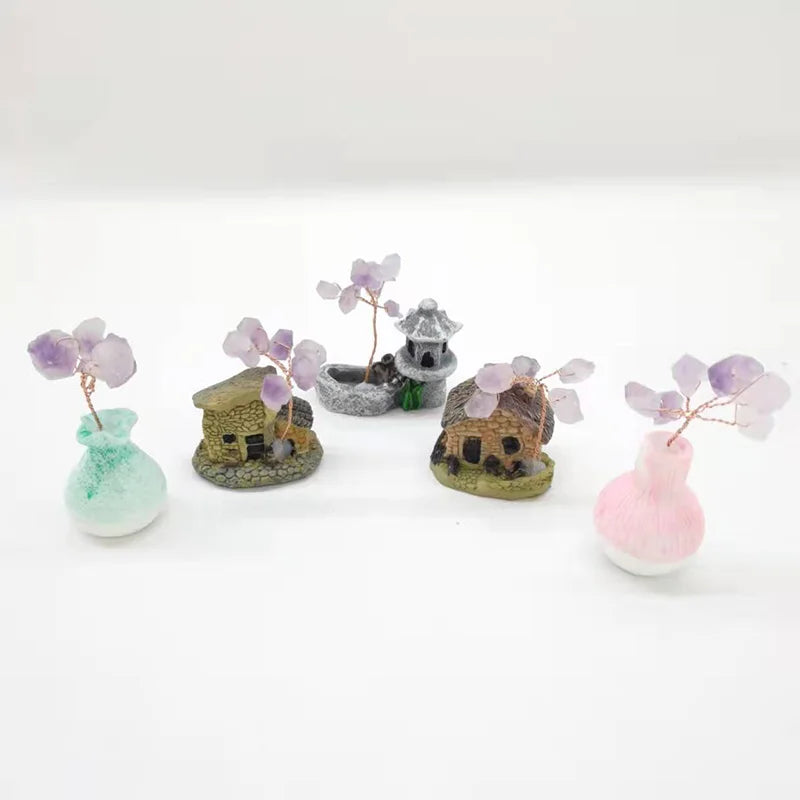 Different Design House Small Size Vase Amethyst Lucky Tree for Gift