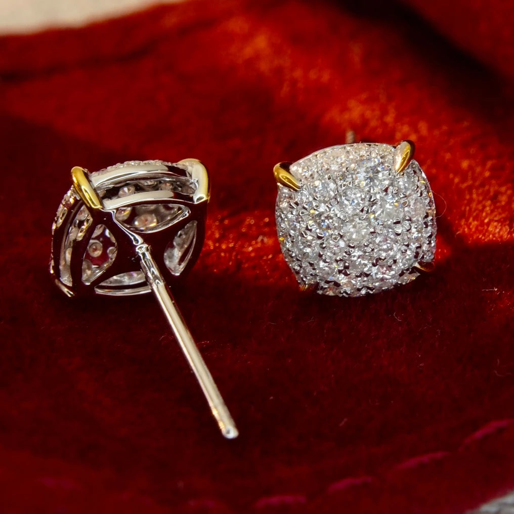 H&F Original Diamond Earrings 0.66ct Luxury Fashion Handmade 18k Solid Gold Diamond Stud Earrings for Women