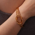 Fashion Vintage Stainless Steel Twisted Bracelet Opening Adjustable Exaggerated Knot SS Jewelry
