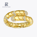 Rochime  Vintage  Double Spiral  Snake Ring  Gold Plated Open Ring Luxury Fine Jewelry for Female