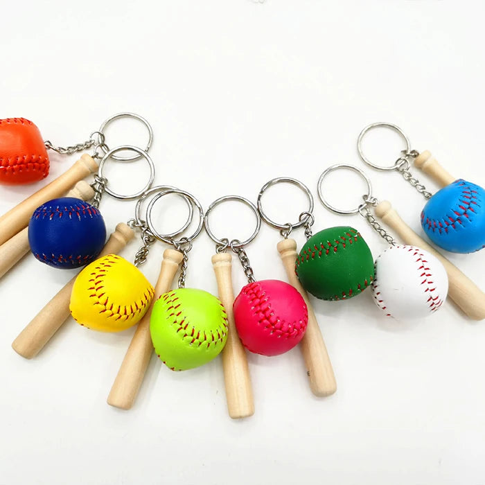 Yiwu Key Chain Cheap Sport Baseball Event Gifts Other Pu Wood Key Chains