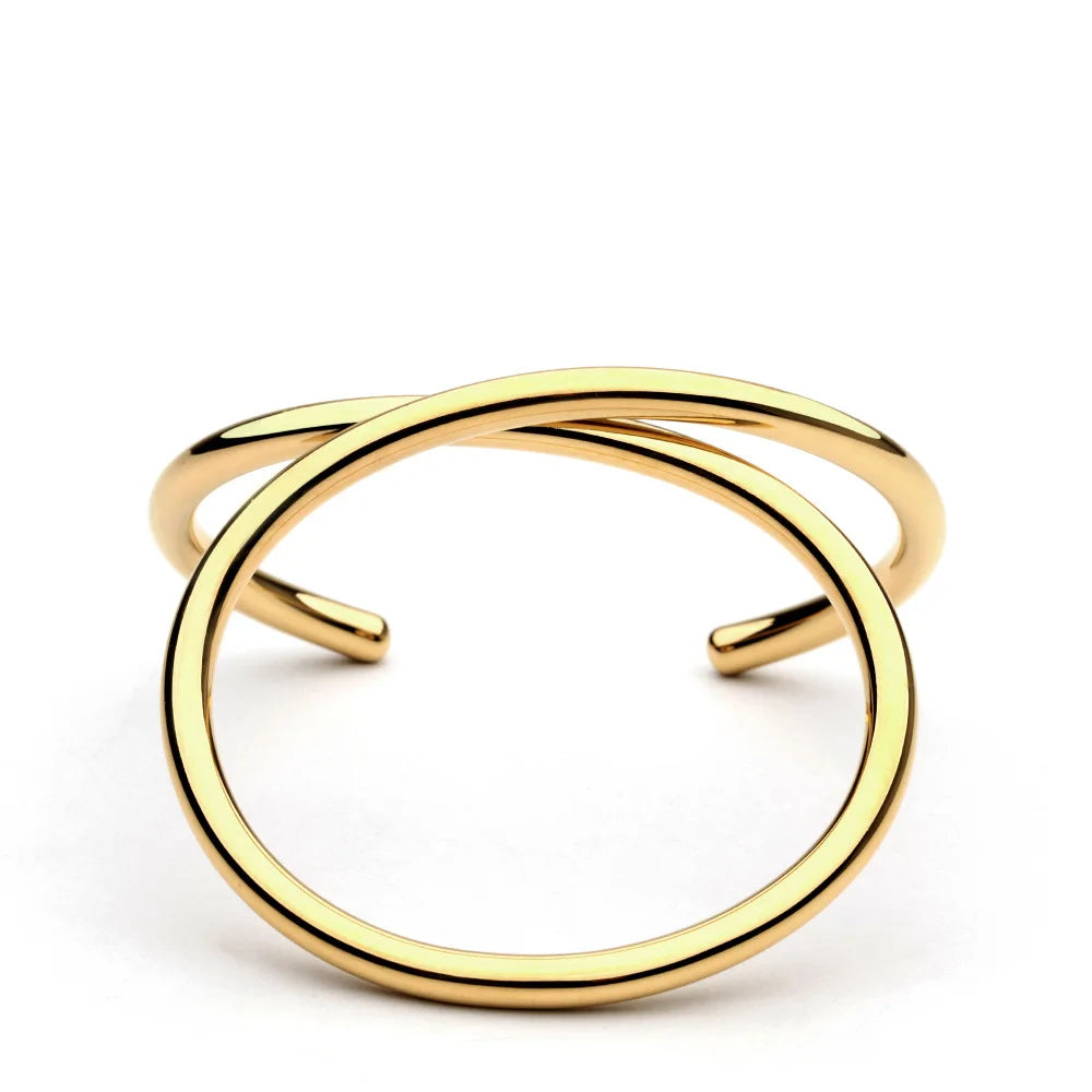 Hot Sale 18K Gold Plated Metal Bracelets Simple Lines Exaggerated Cuff Bangles Women Summer Brand Jewelry Womens