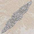Luxury Sew-On Canvas Crystal Beaded Bodice Applique Dress Clothing Patch Silver Rose Gold Plated Rhinestone Applique
