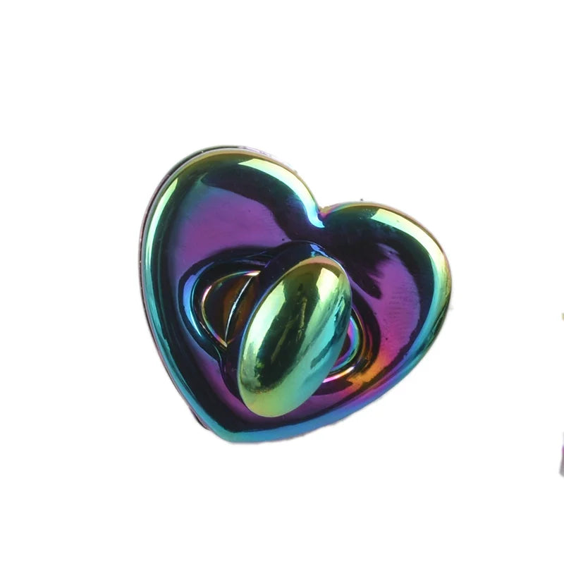 Rainbow Love Shape Bag Lock Clasps Metal Heart Turn Lock