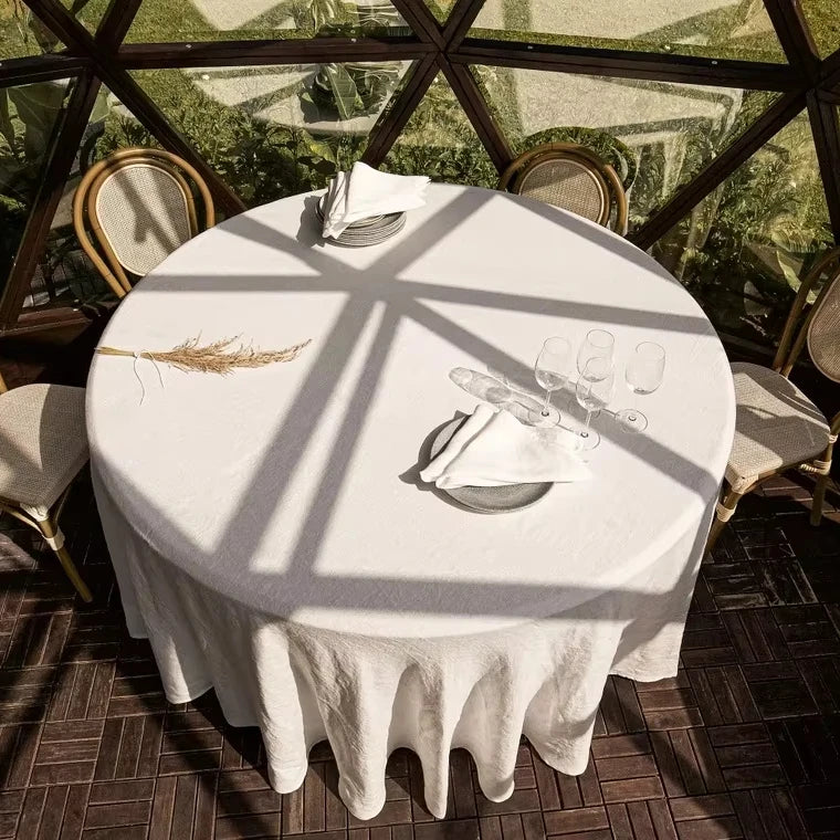 ROUND 120 Inches Diameter White Tableclothlinen Tablecloth Round Outdoor Wedding Party & Picnic Tablecloth Custom Color