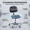 KEXING Modern ESD PU Leather Anti-static Work Office Chair Lab Furniture Black Blue Steel Frame Lab Stool School Warehouse
