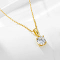Classic Simple Jewelry 925 Sterling Silver Four Claw Round Brilliant Cut Zircon Fine Gold Plated Choker Necklaces for Women