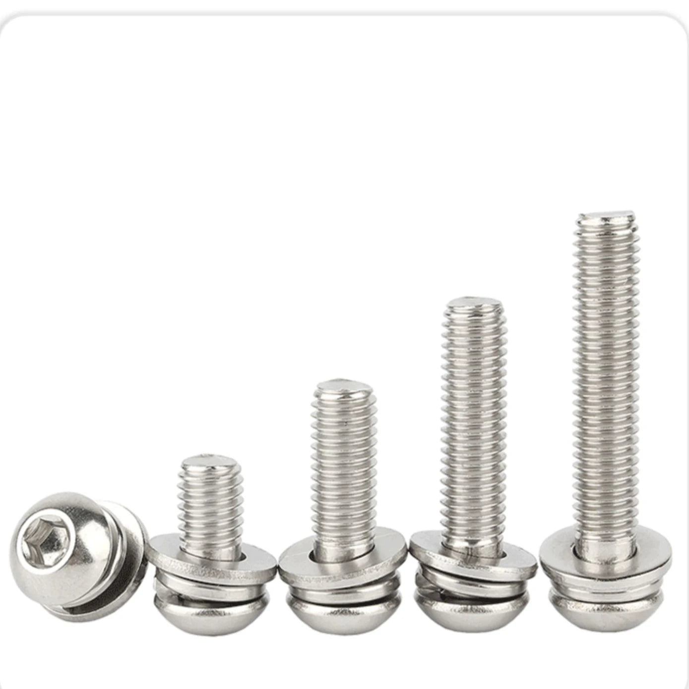 304 Stainless Steel Allen Bolt Round Head Hexagon Socket Triple Screw With Spring Washer Combination Bolt
