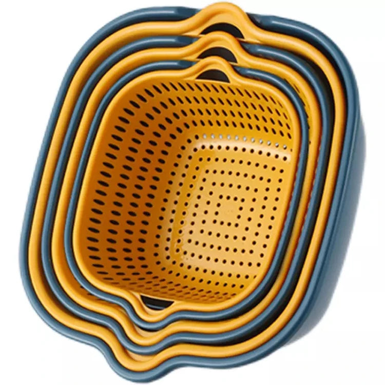 Wholesale 6 Piece Home Kitchen Double Layer Fruit Vegetable Washing Plastic Drain Basket
