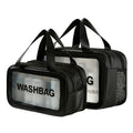 HANFEIZI Double-Layer Transparent Makeup Storage Zipper Closure Waterproof PVC Travel Cosmetic Toiletry Bag With Handle