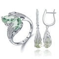 C6499E Abiding Fine Jewelry Brand New Style Natural Prasiolite Gemstone 925 Sterling Silver Trendy Jewelry Set for Girls