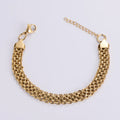 Custom Made Fashion Jewelry Gold Plated Chaine Et Chain 10mm Flat Mesh Bracelet Stainless Steel