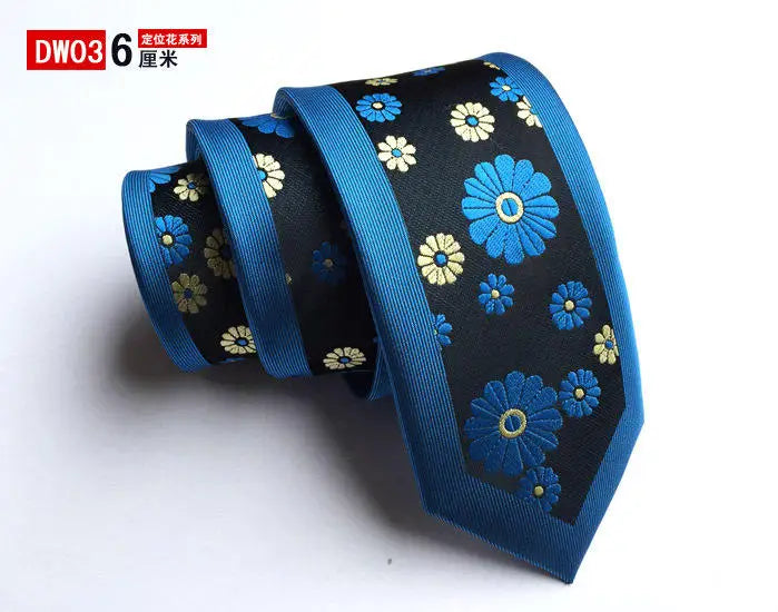 New Arrival Skinny Tie Man Fashion Floral Neckties Hombre 6cm Gravata Slim Tie Classic Business Casual Tie for Men Business
