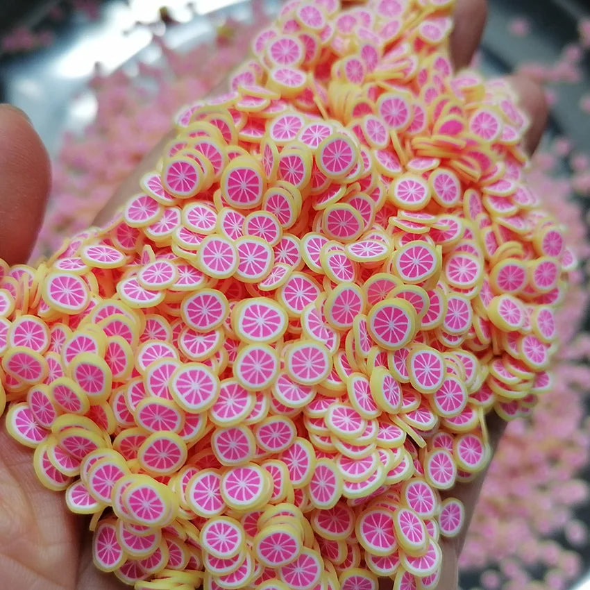 1KG DIY Craft Slime Polymer Sprinkles Fruit Slices Citrus Grapefruit Purple Pink Orange Polymer Clay  Sprinkles