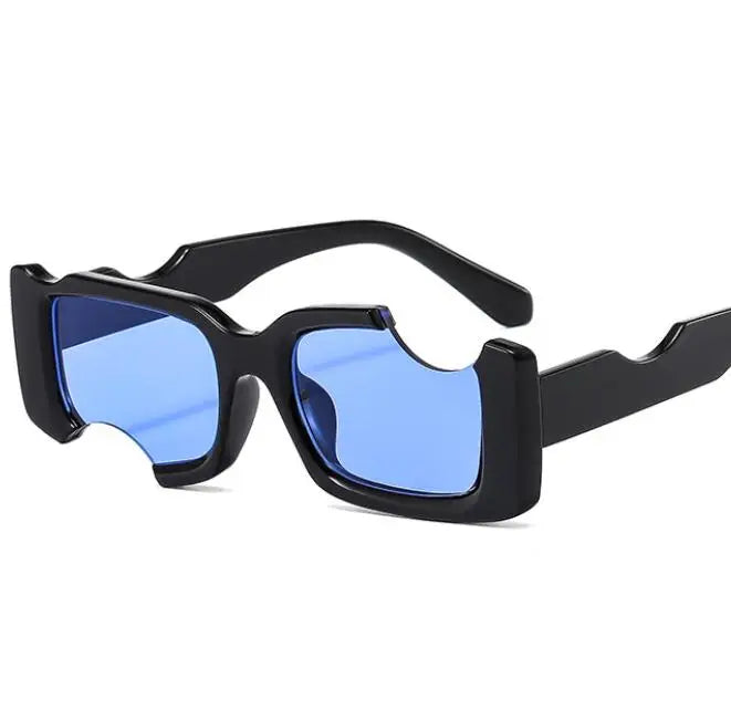 Trending Blue Frame Crazy Sunglasses Unique Red Party Eyewear New Weird Eyeglass Glasses for Round Face