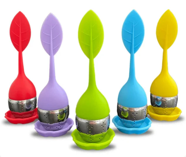 Hot Selling Silicone Handle Tea Infuser Stainless Steel Strainer Drip Tray Modern Design Bag Shape Filter Hand Use Tea