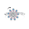 ACME Fashion  Rotatable Anxiety Charm Spinning 18K Gold Plated  S925 Silver Waterproof   Vintage Sunflower Rings For Women